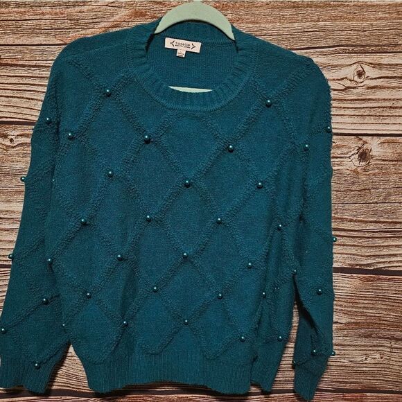 Nanette Lepore sweater long sleeve Women's large deep lake NWT - Picture 1 of 9